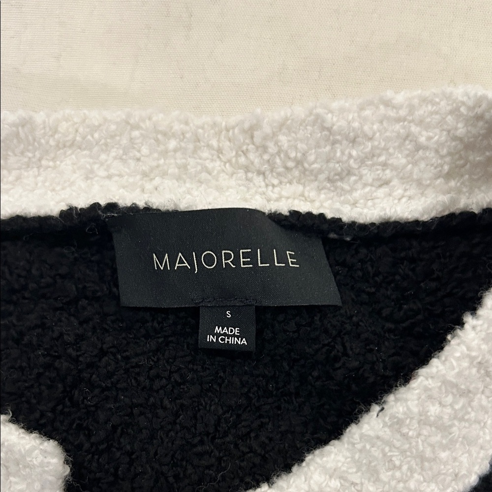 Majorelle Black and White Cardigan with Gold Buttons - Picture 2 of 3